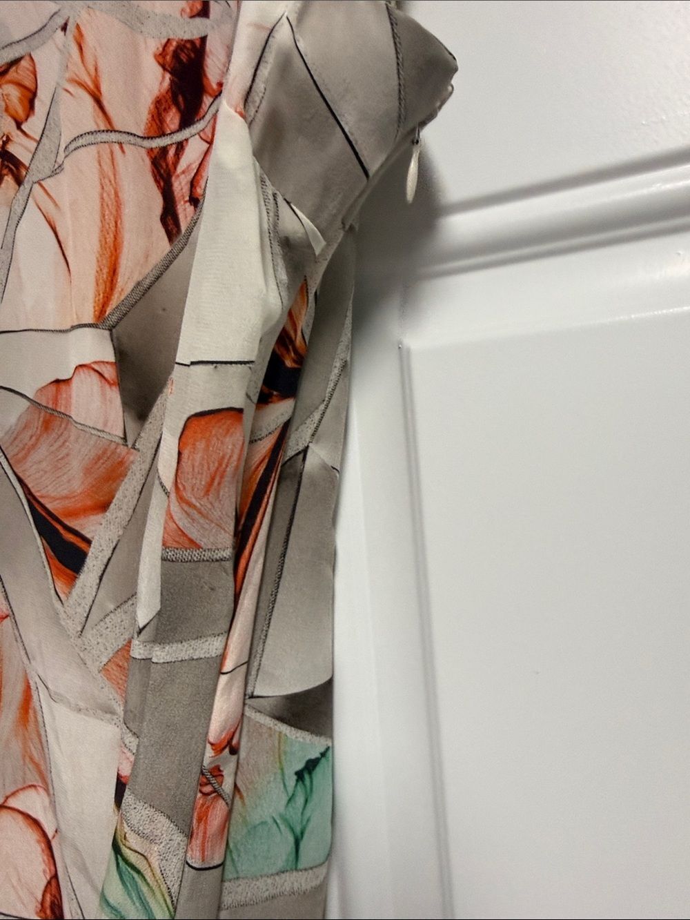 PORTS - Size 10 (44) Sleeveless Floral Abstract Maxi Dress in Beige and Coral - Picture 4 of 6